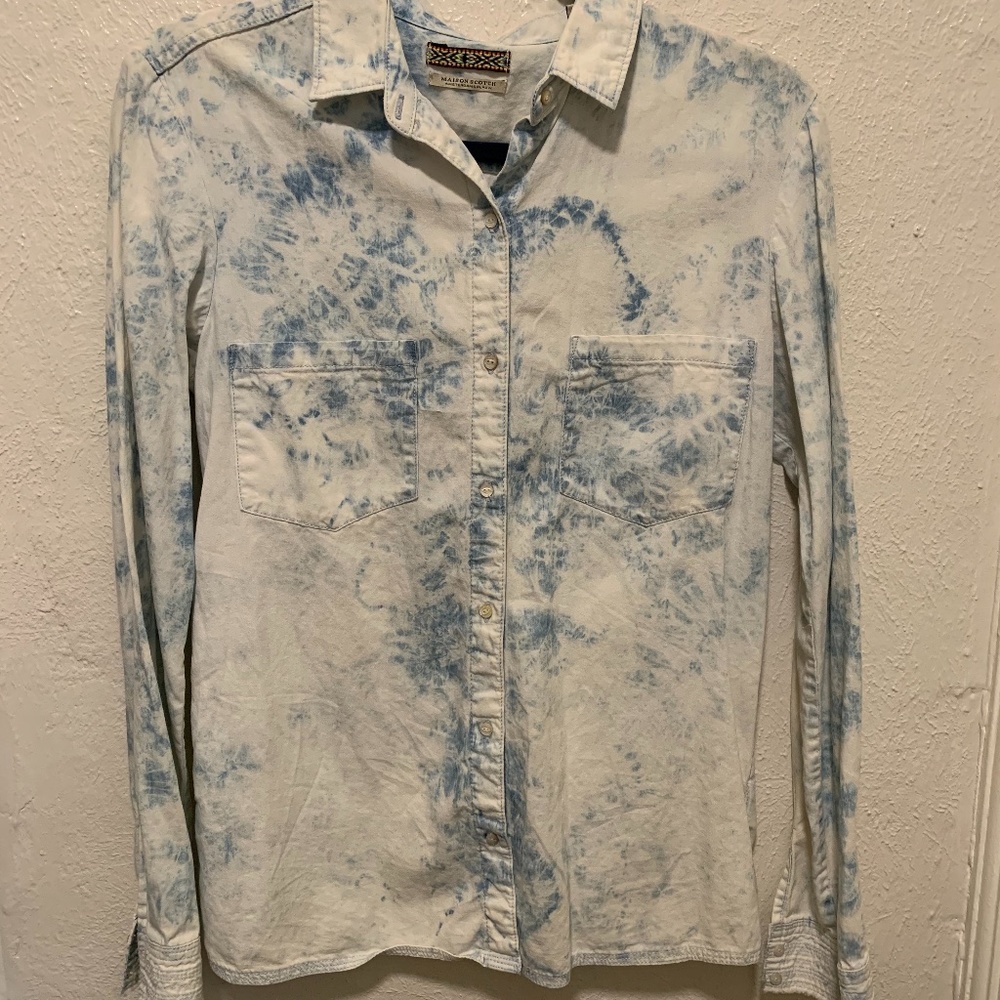 Maison Scotch Acid Wash Denim Button Down